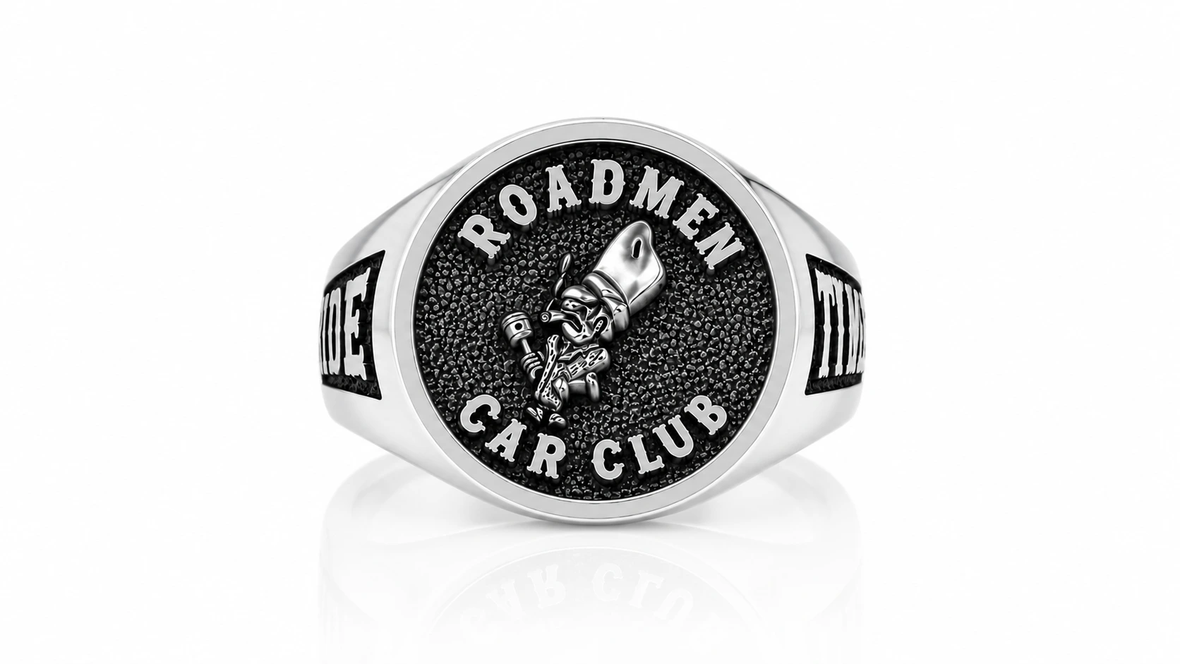 Custom Motorcycle Club Signet Ring-Personalized Biker Ring-Sterling Silver 